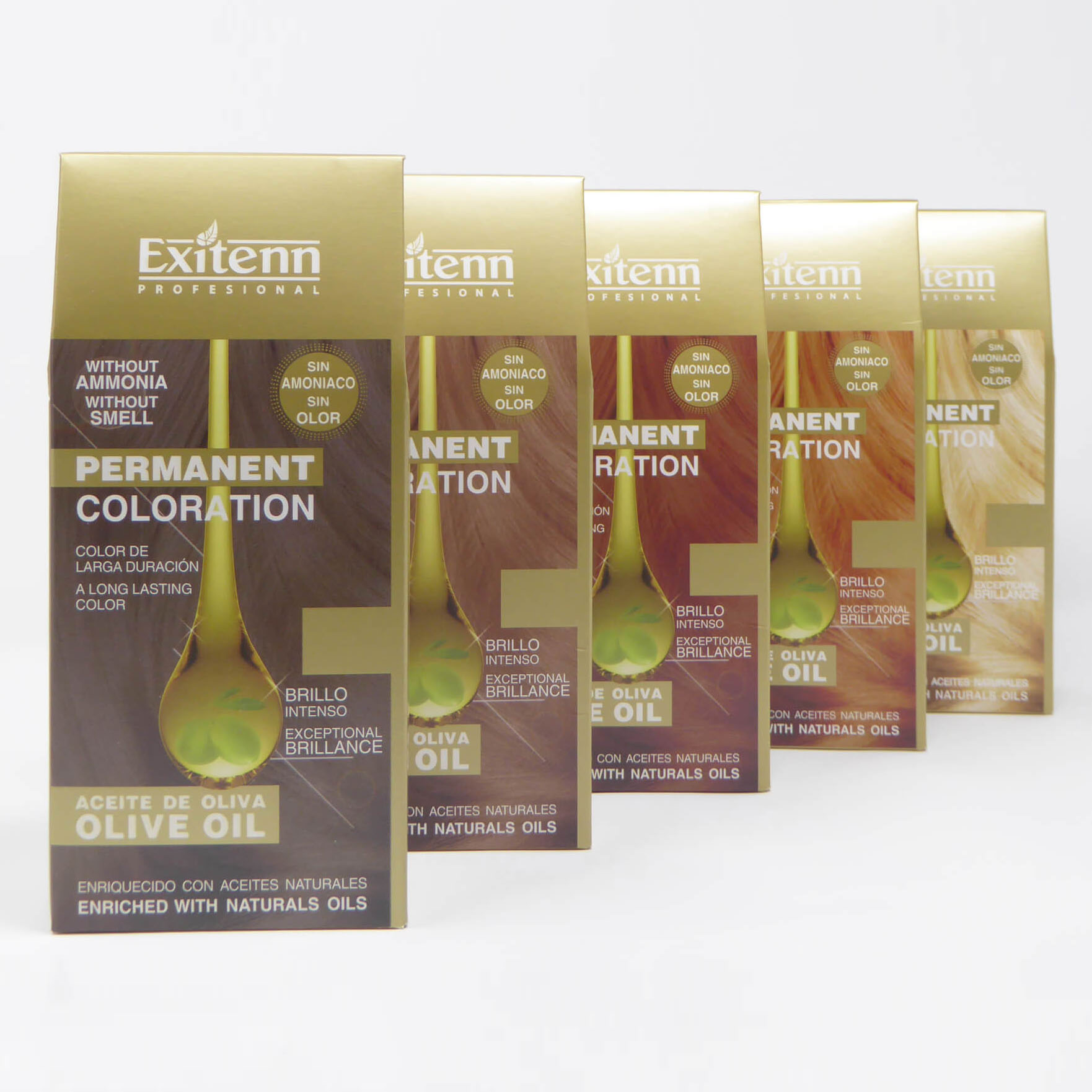 Disseny gràfic i packaging estoigs tint cabells Laboratorios Exitenn