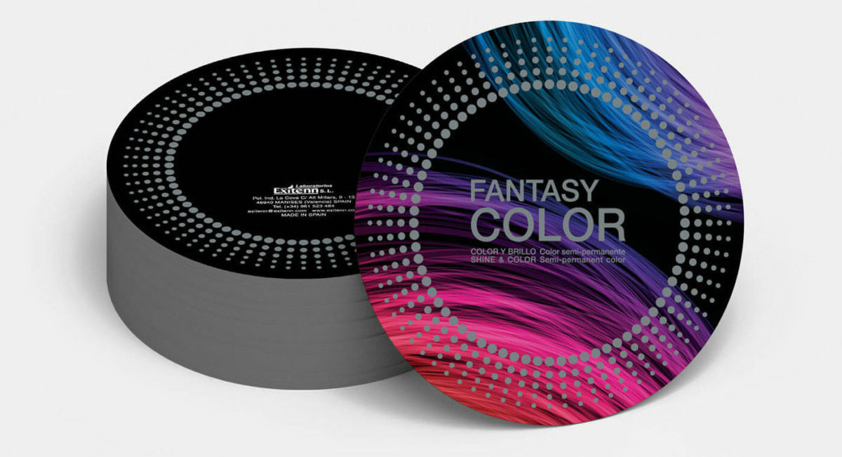 Disseny i desenvolupament de gràfica per a carta de color de tint semipermanent Fantasy Color amb la marca Laboratoris Exitenn